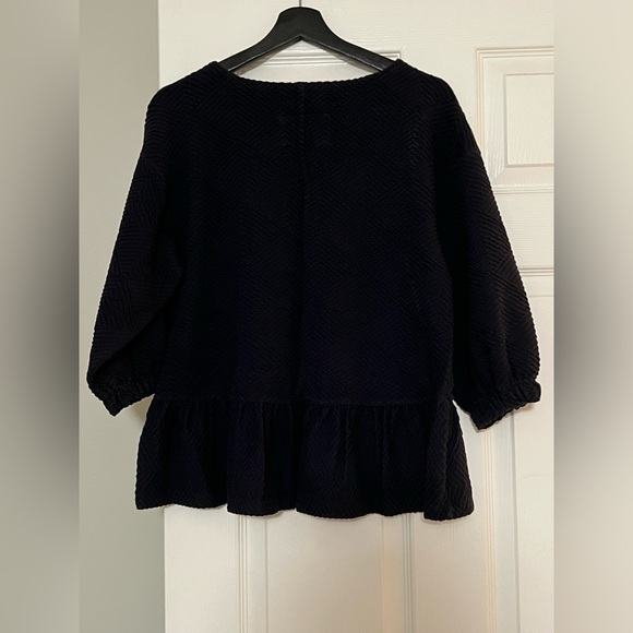 Anthropologie Peplum Style Navy Sweater - Picture 2 of 4